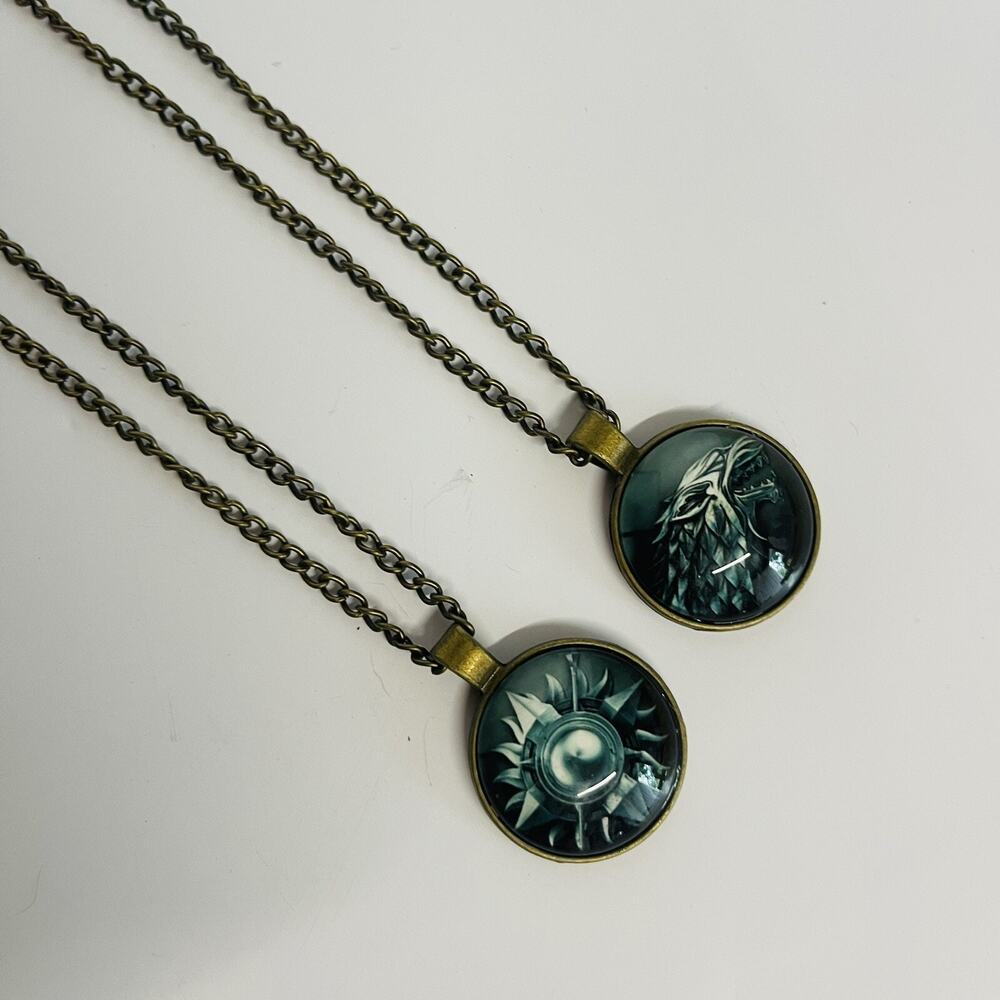 2 Game Of Thrones GOT Stark Wolf & Pendant Of Brotherhood Vintage Style Necklace